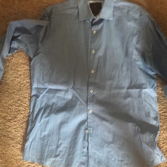 Never worn button down blue and white shirt size 17 34/35 XL - Picture 2 of 4